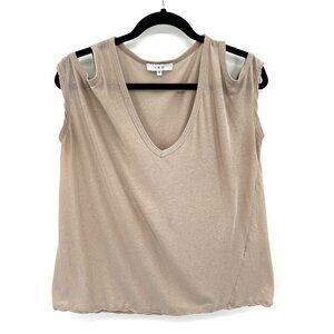 IRO Women's Basic Blush Beige Cold Shoulder Short Sleeve Boxy Shirt Size Medium